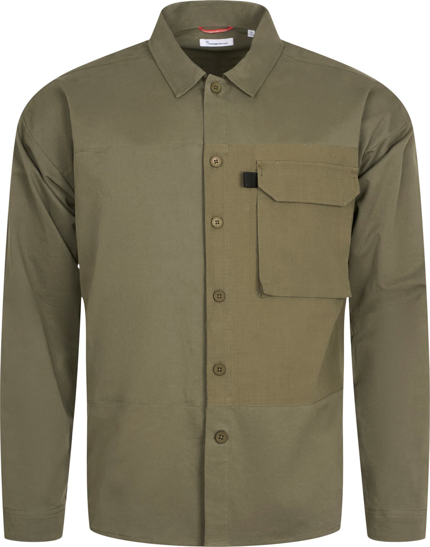 Knowledge Cotton Apparel Men's Outdoor Twill Overshirt With Contrast Fabric Burned Olive