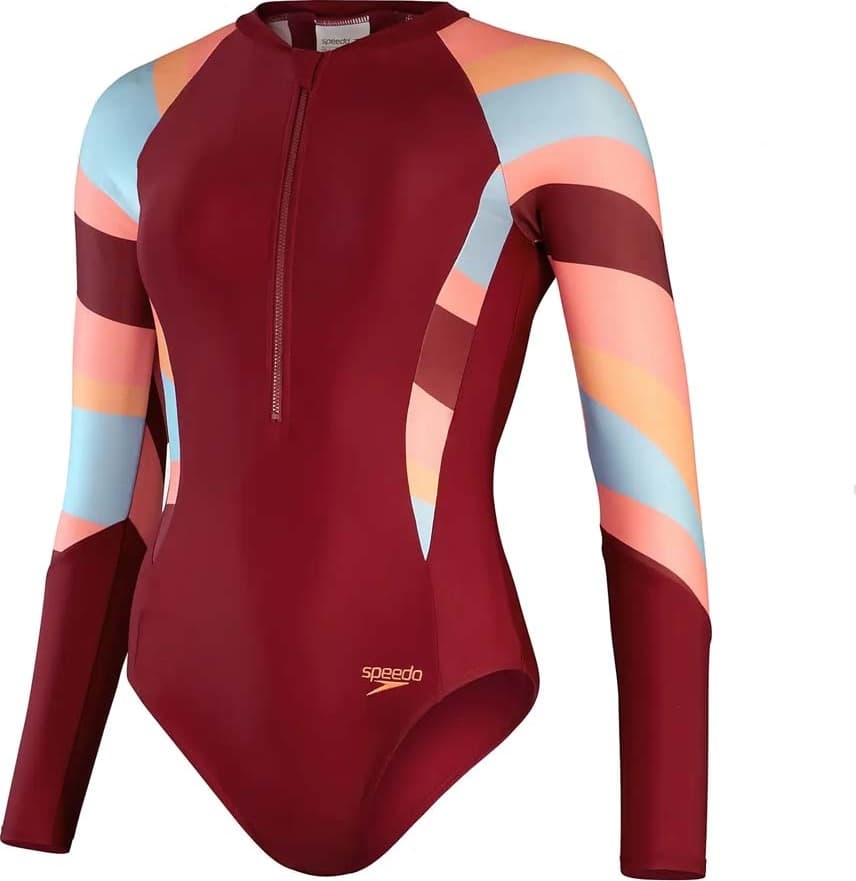Speedo Speedo Women's Long Sleeve Swim Suit Oxblood/Coral