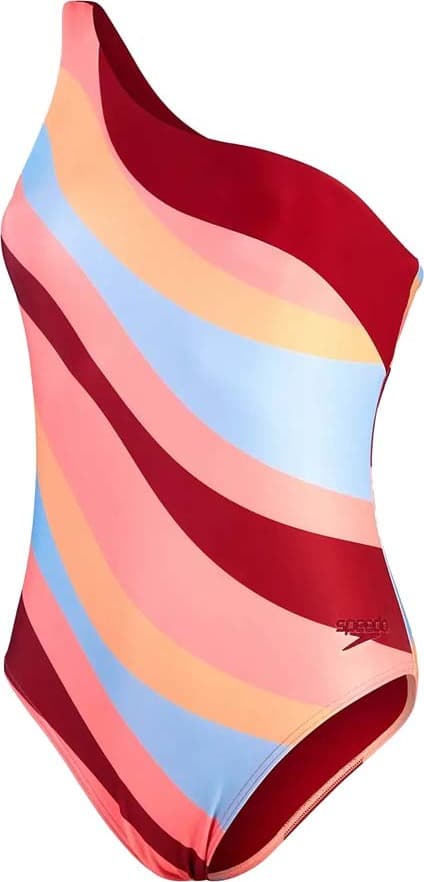 Speedo Speedo Women's Printed Asymmetric 1 Piece Oxblood/Coral