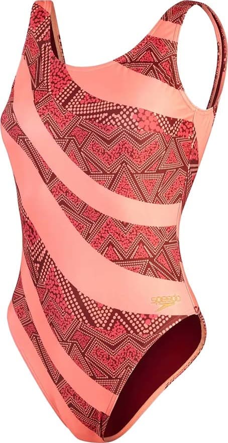Speedo Speedo Women's Printed Deep U-Back Oxblood/Coral