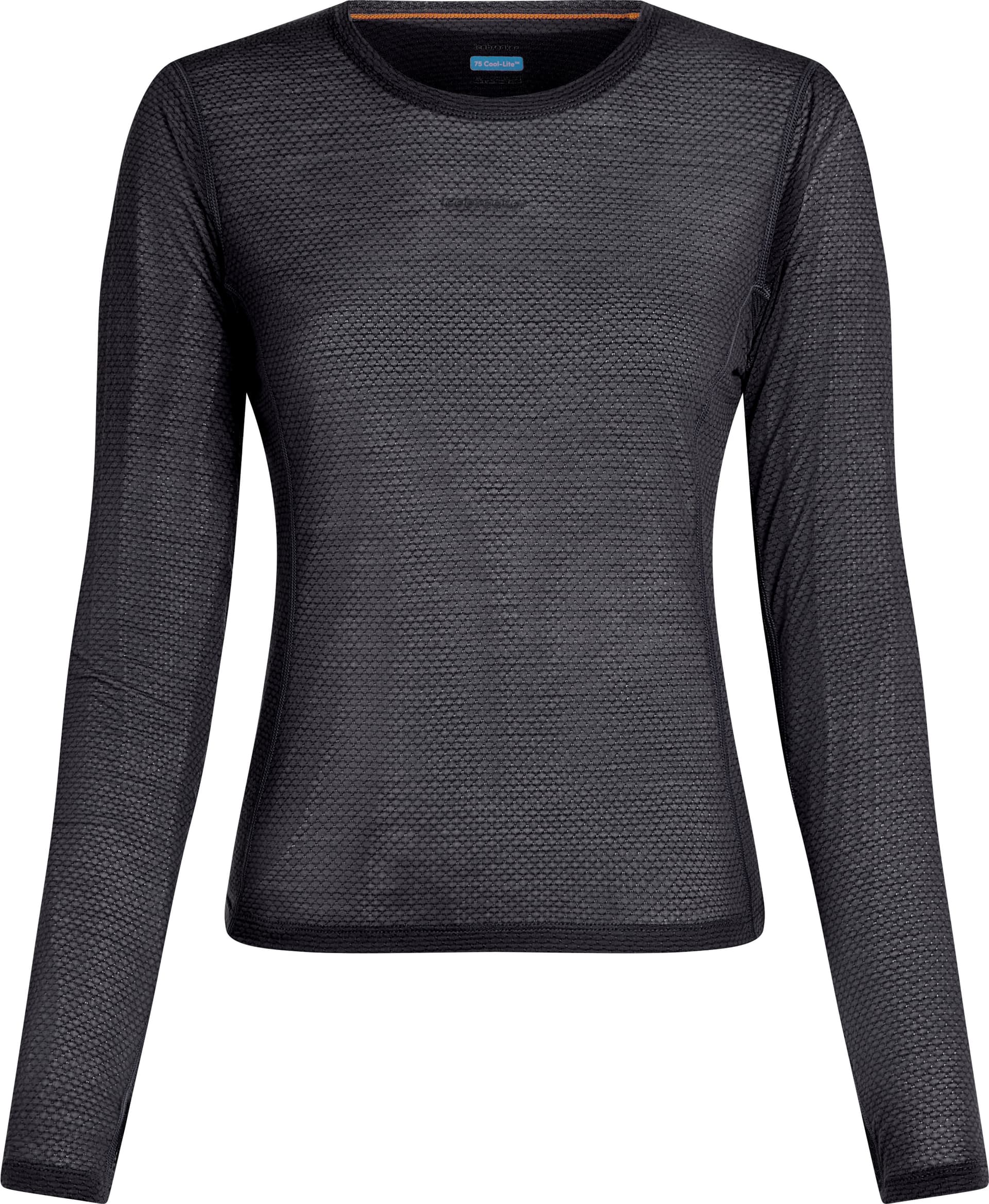 Icebreaker Icebreaker Women's Merino 75 Cool-Lite Featherlight Longleeve Crewe Black