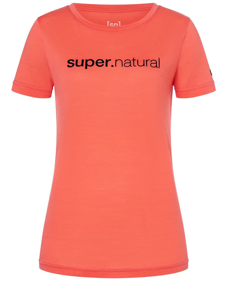 super.natural Women's 3D Signature Tee Living Coral/Jet Black