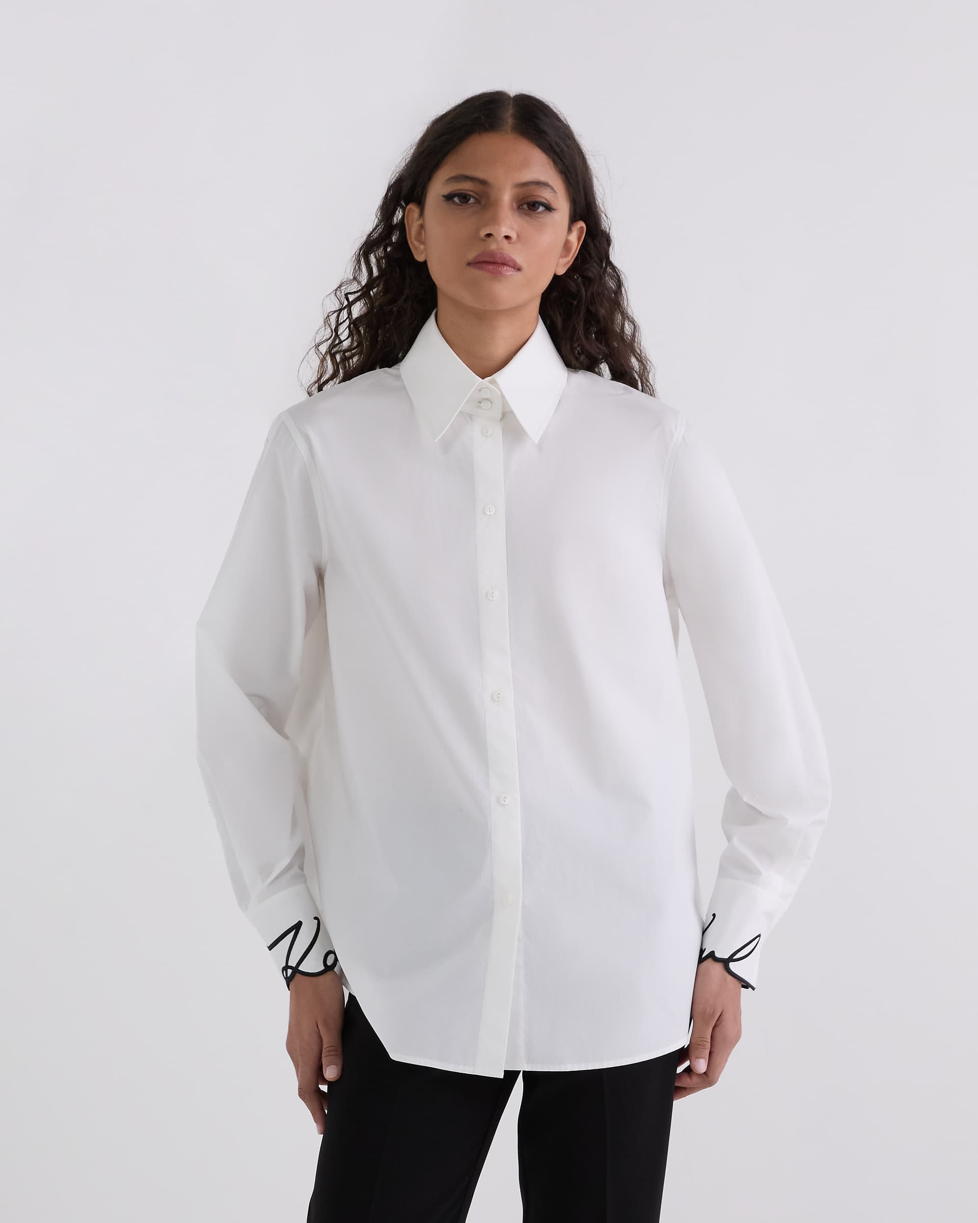 Karl Lagerfeld Camisa comprida Karl Lagerfeld Signature Cuff Poplin Branco