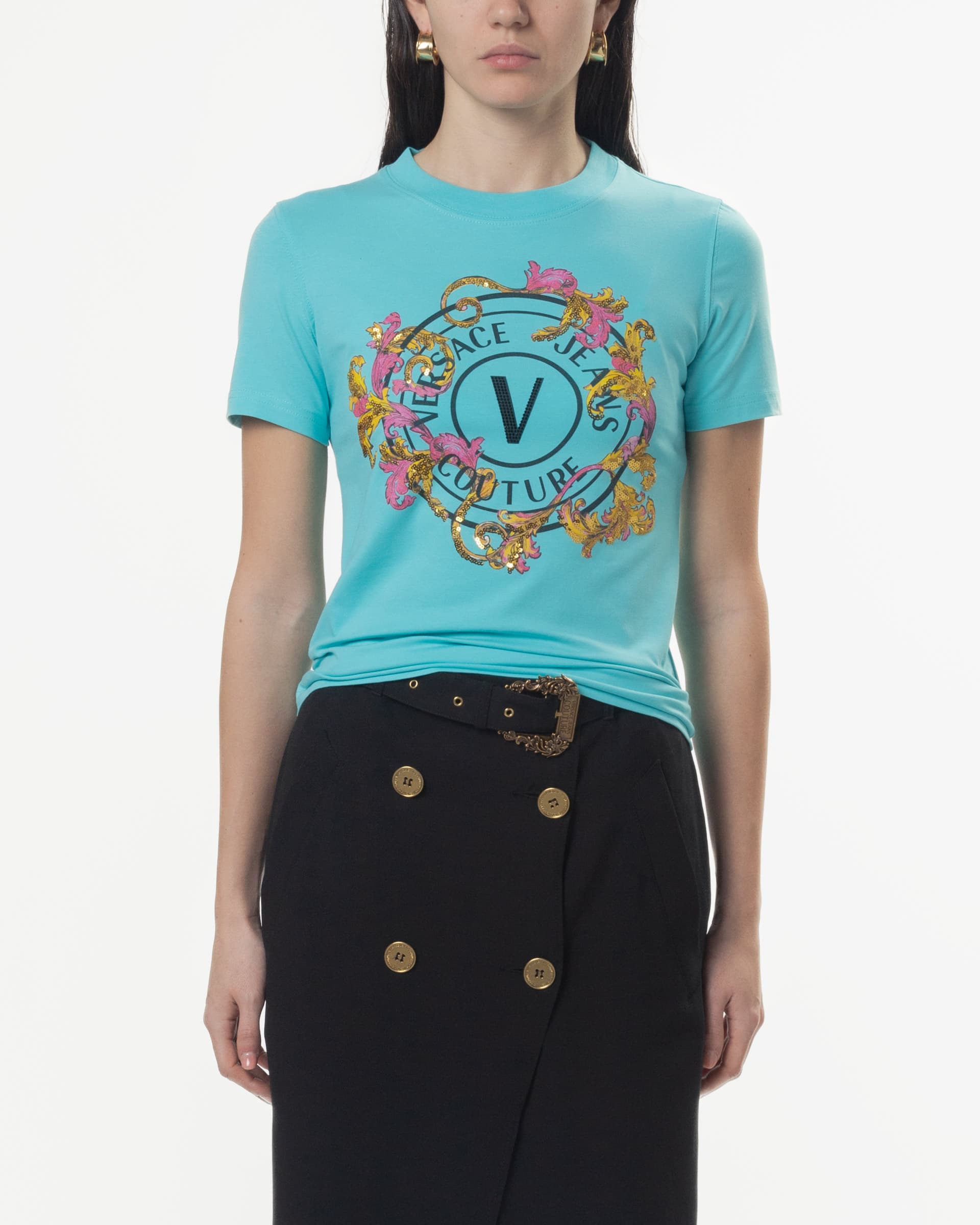 Versace Jeans Couture T-shirt slim fit Versace Jeans Couture 78HAHC01 Azul