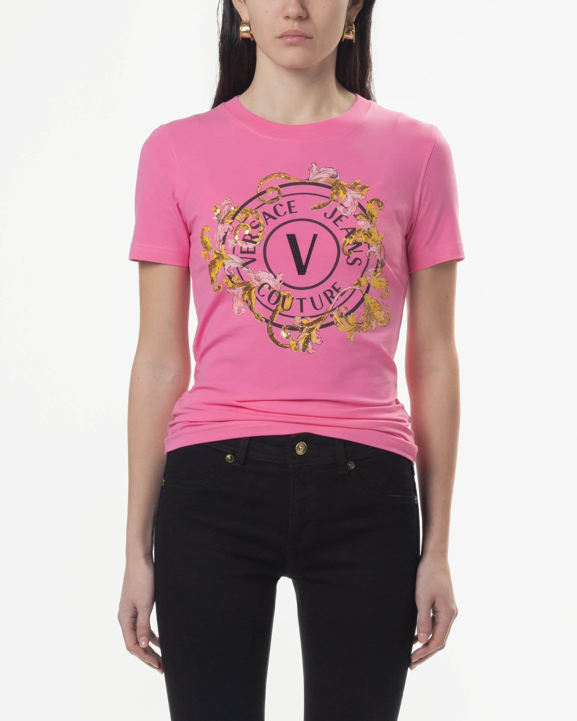 Versace Jeans Couture T-shirt slim fit Versace Jeans Couture 78HAHC01 Rosa